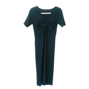 NWT Universal Standard XS US 10/12 Dark Green Ribbed Short Sleeve Midi Dress